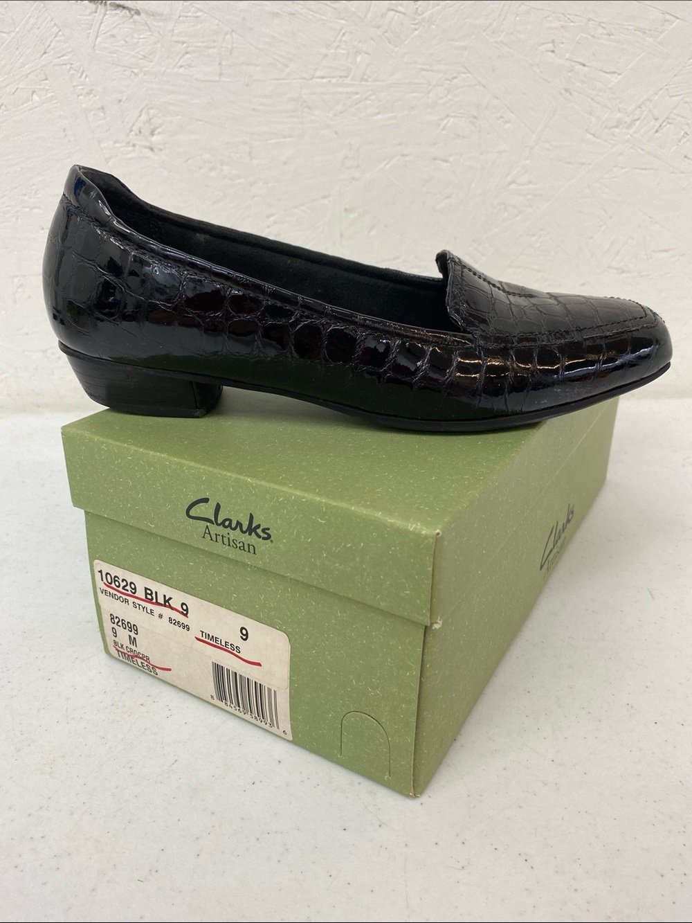 Clarks Black Croc-Embossed Slip-On Loafer